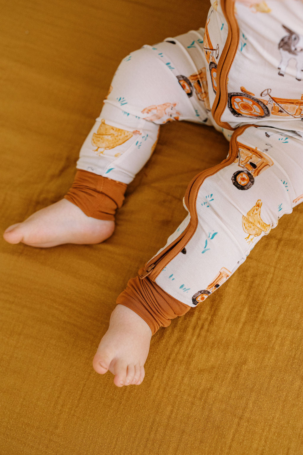 Farm Animal Bamboo Zipper Romper