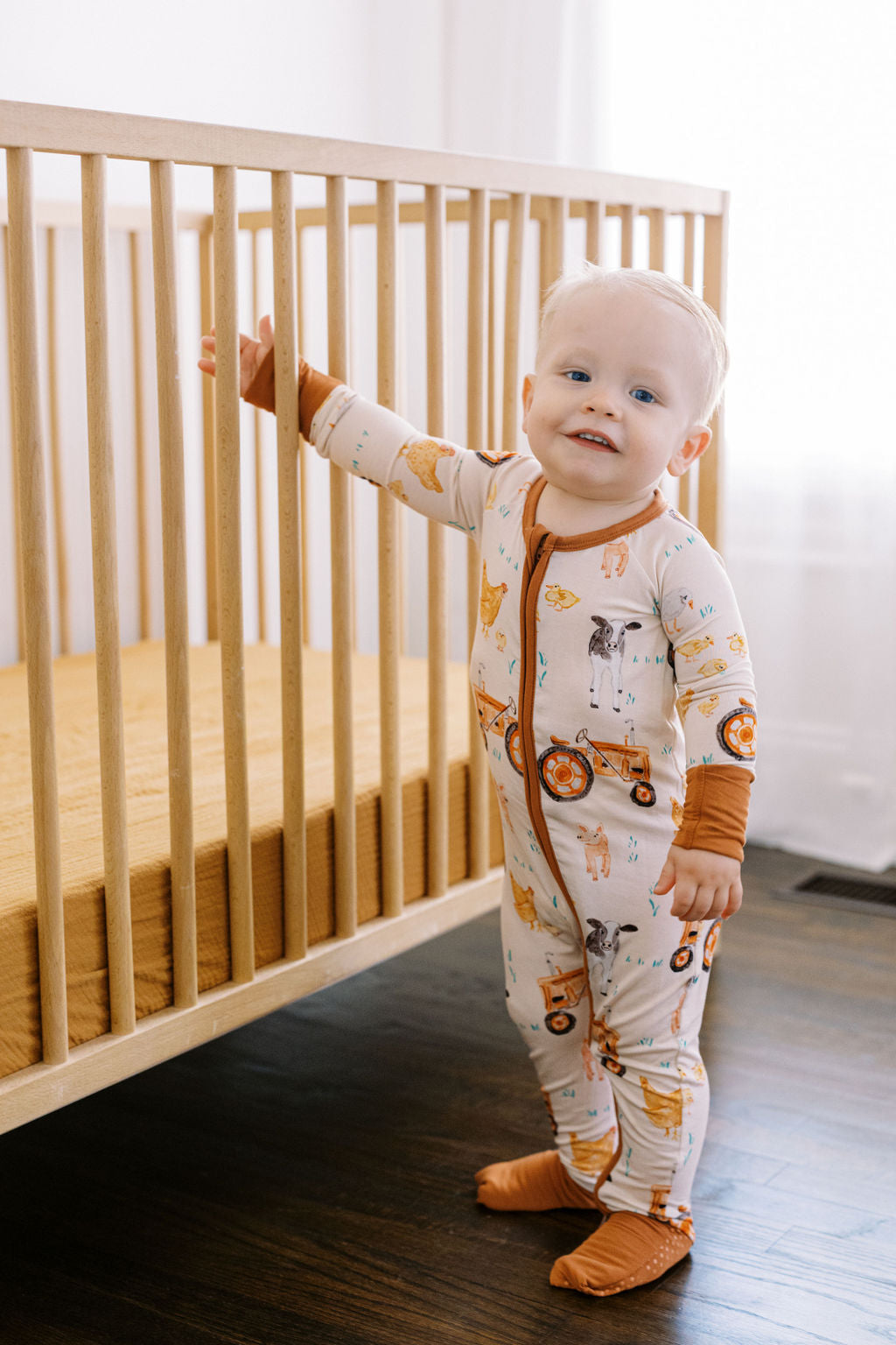 Farm Animal Bamboo Zipper Romper
