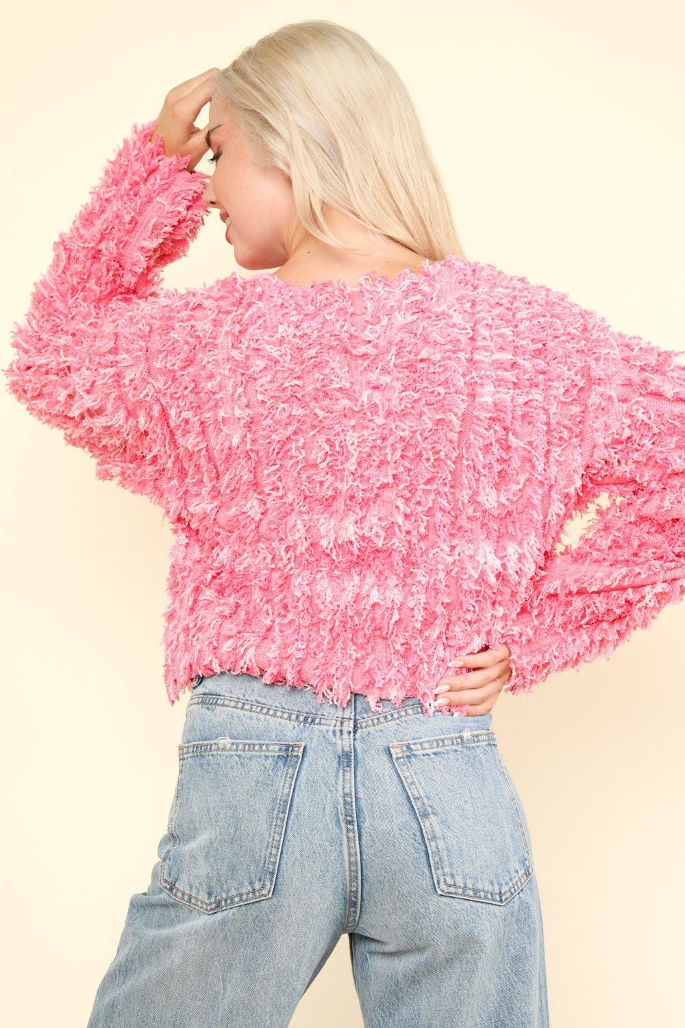 VERY J Shaggy Yarn Knit Zip Up Jacket - SmorgeousByGina