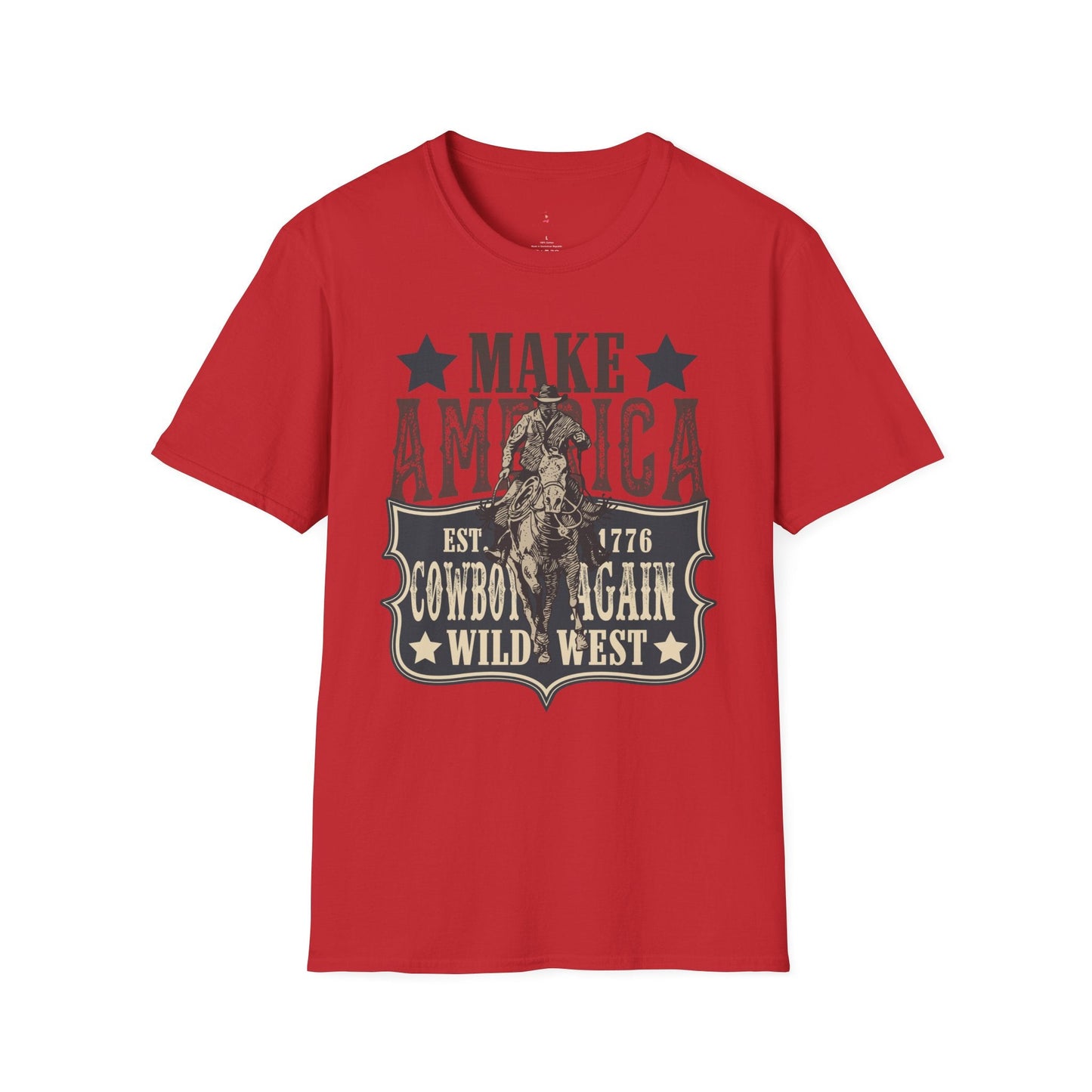 Wild West, America Cowboy Again, Western, 4th of July, Softstyle T-Shirt - SmorgeousByGina