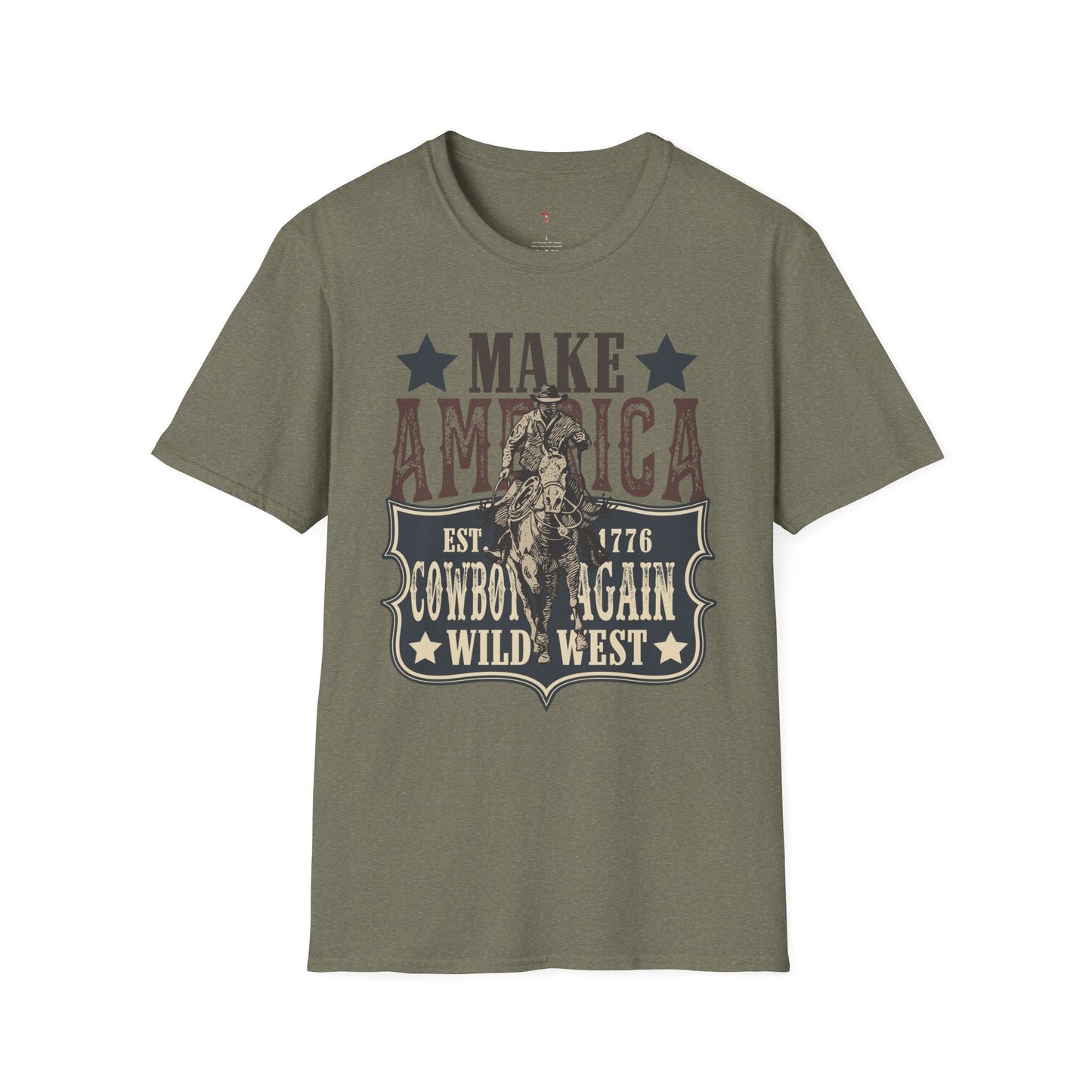Wild West, America Cowboy Again, Western, 4th of July, Softstyle T-Shirt - SmorgeousByGina