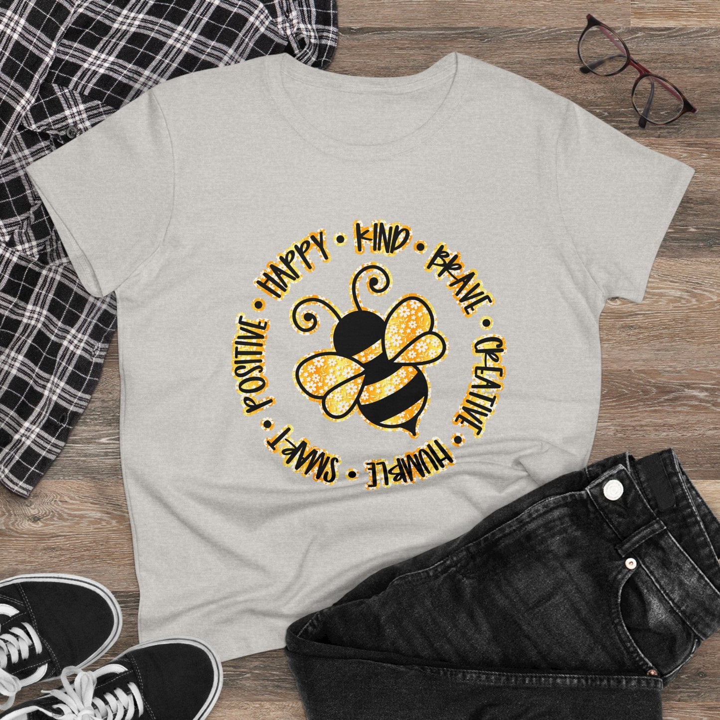 Women's Midweight Cotton Tee-Circle Bee - SmorgeousByGina