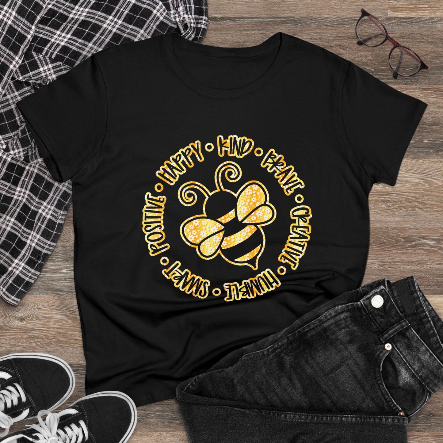 Women's Midweight Cotton Tee-Circle Bee - SmorgeousByGina