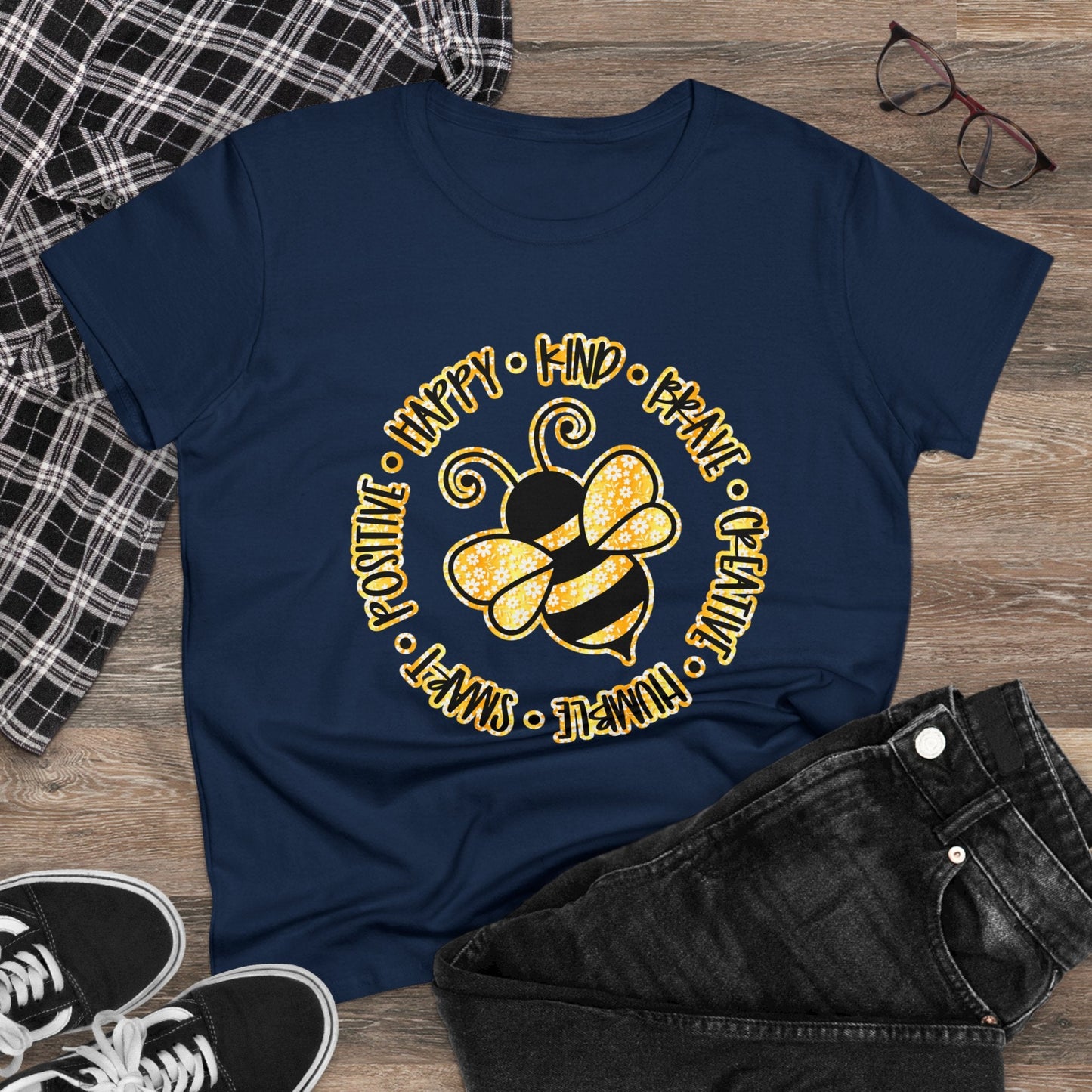 Women's Midweight Cotton Tee-Circle Bee - SmorgeousByGina