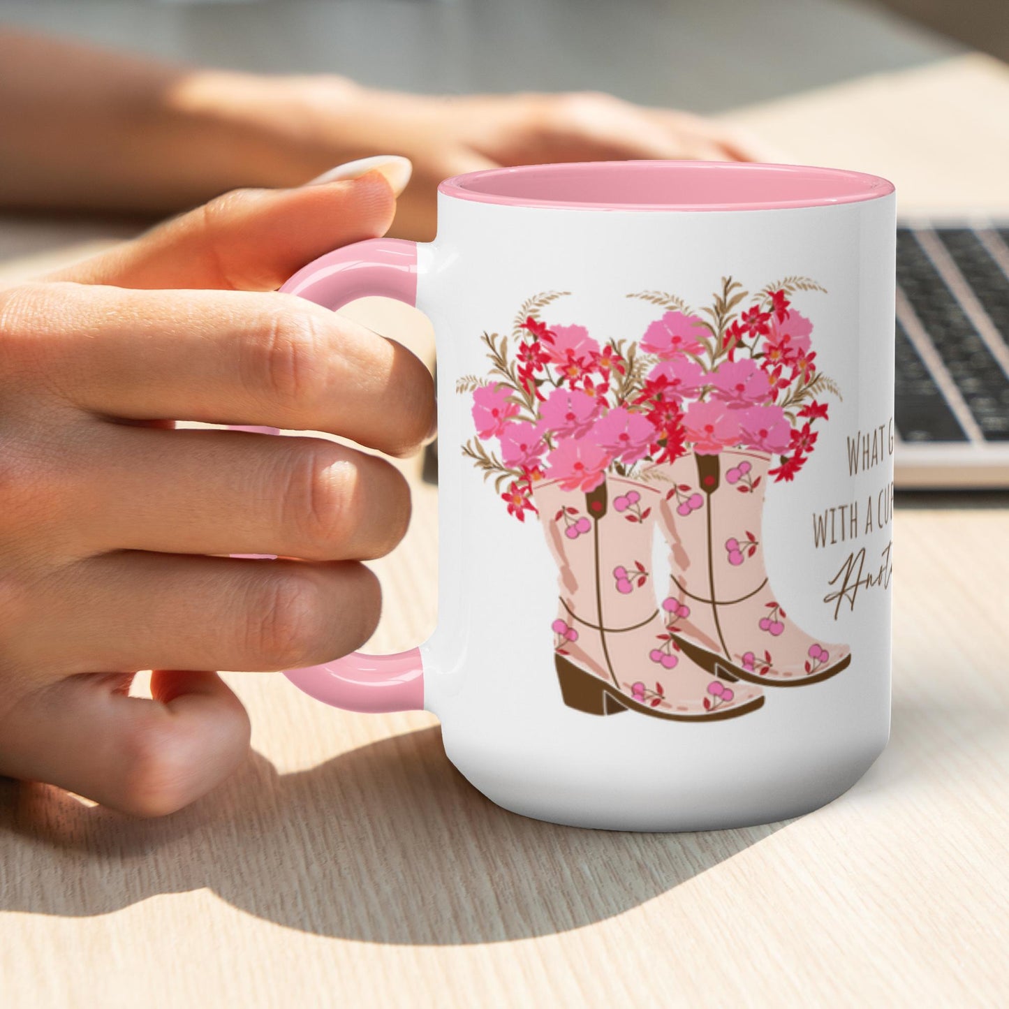 Floral Cowboy Boots Accent Mugs