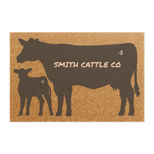 Western Doormat, Cow and Calf Doormat, Ranch Doormat, Personalized, Customized, Eat Beef, Support Ranchers, Angus Cattle,