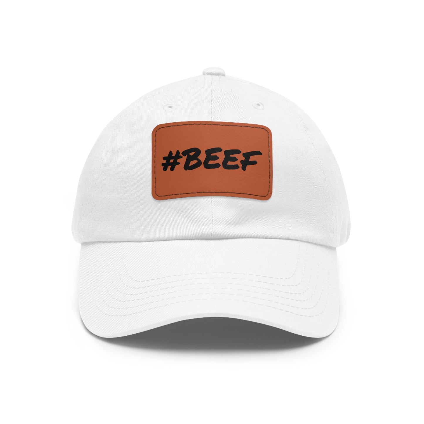 Beef, Eat Beef, Black Beef Hat with Leather Patch (Rectangle) - SmorgeousByGina
