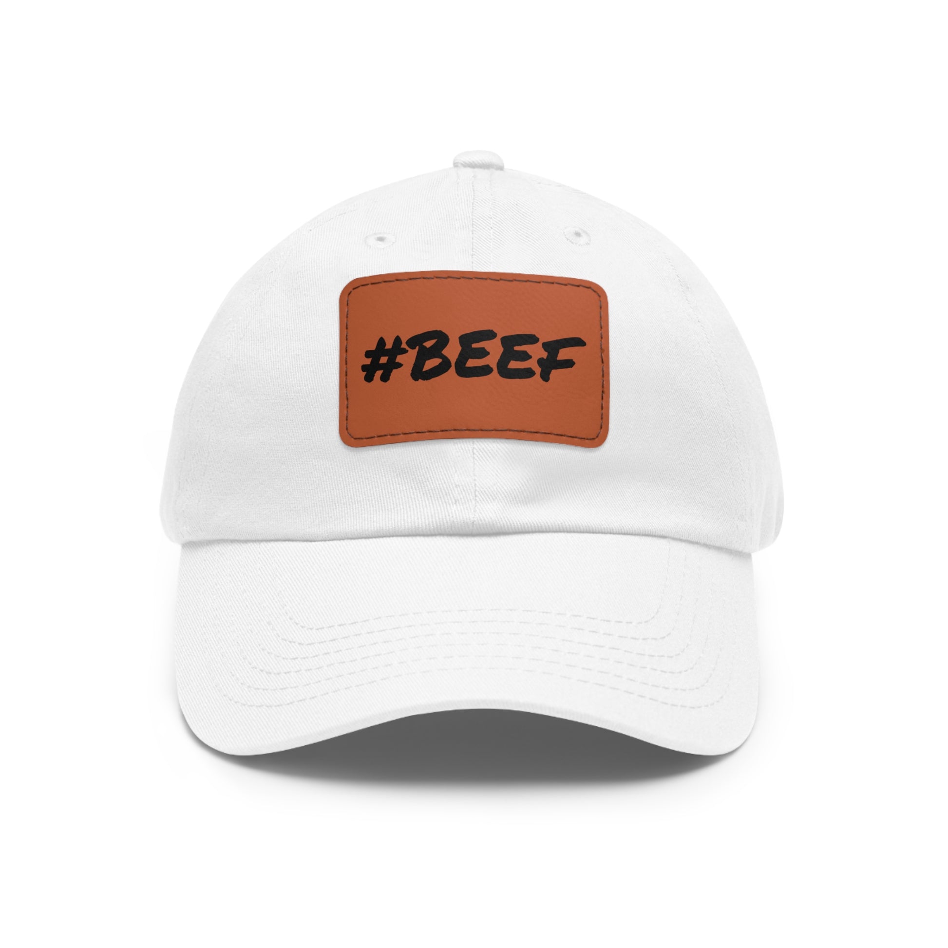 Beef, Eat Beef, Black Beef Hat with Leather Patch (Rectangle) - SmorgeousByGina