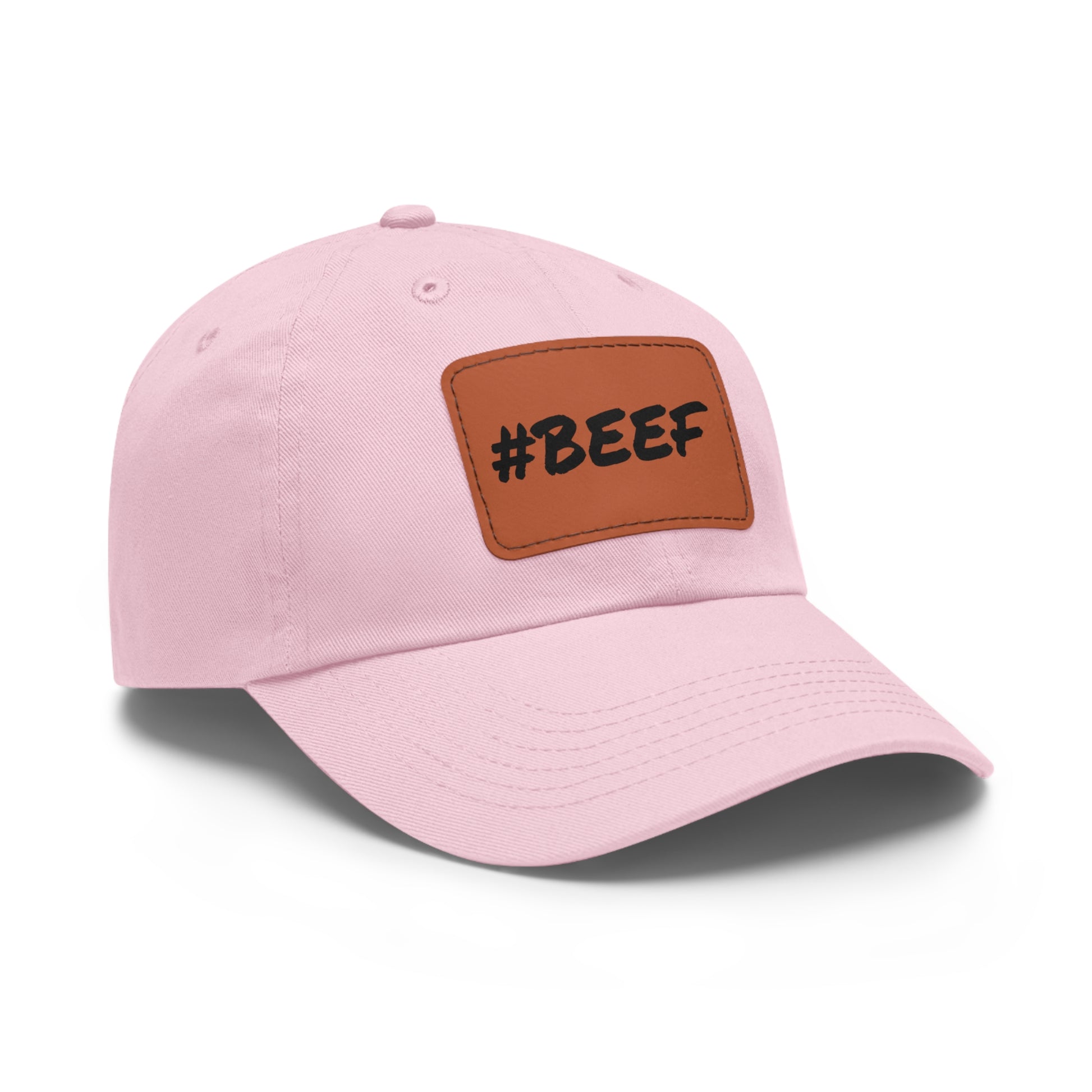 Beef, Eat Beef, Black Beef Hat with Leather Patch (Rectangle) - SmorgeousByGina