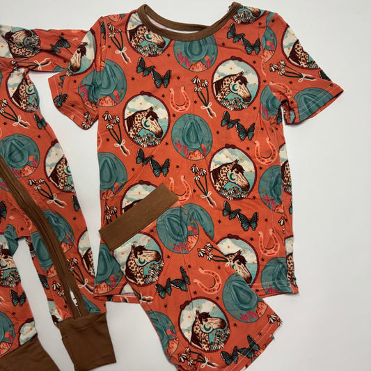 Peach Pony Bamboo Shorts Set