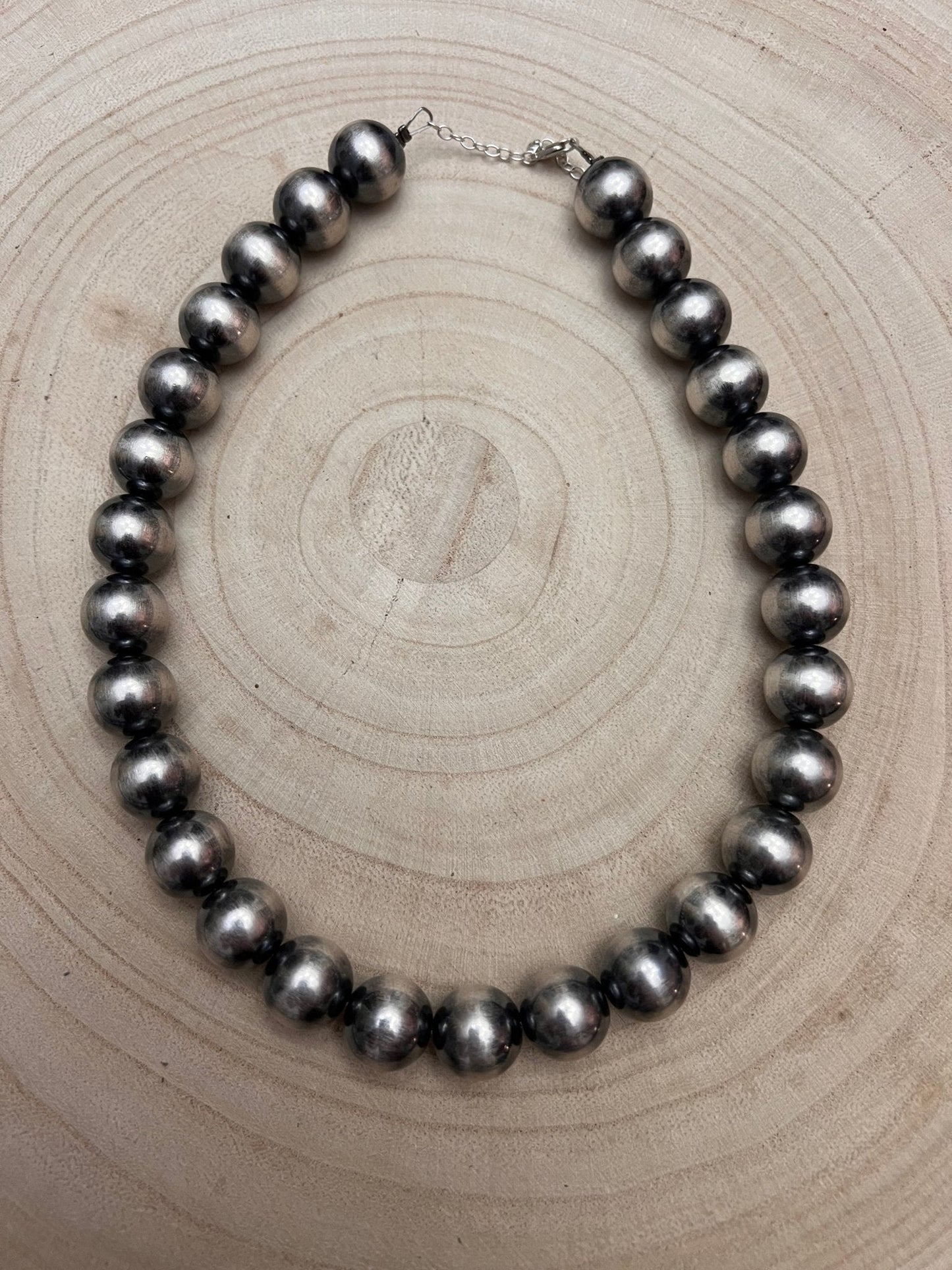 12 mm Sterling Silver Pearls Statement Necklace - 16 inch