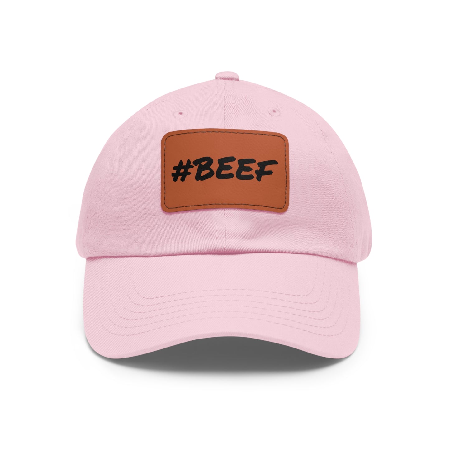 Beef, Eat Beef, Black Beef Hat with Leather Patch (Rectangle) - SmorgeousByGina