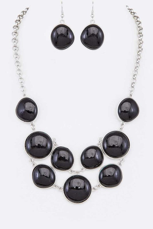 Pebble Stone Statement Necklace Set