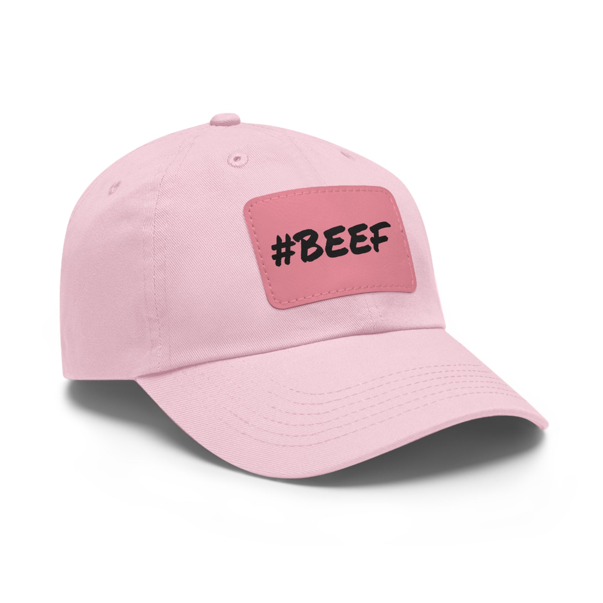 Beef, Eat Beef, Black Beef Hat with Leather Patch (Rectangle) - SmorgeousByGina