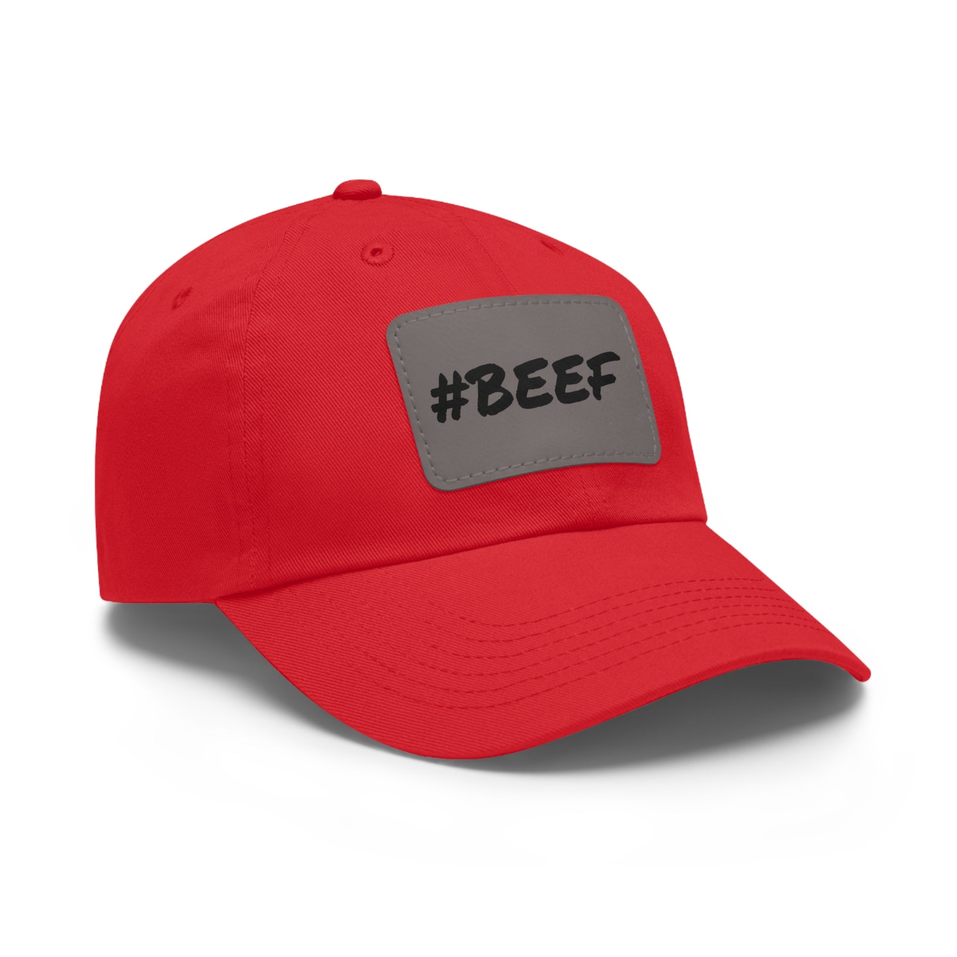 Beef, Eat Beef, Black Beef Hat with Leather Patch (Rectangle) - SmorgeousByGina