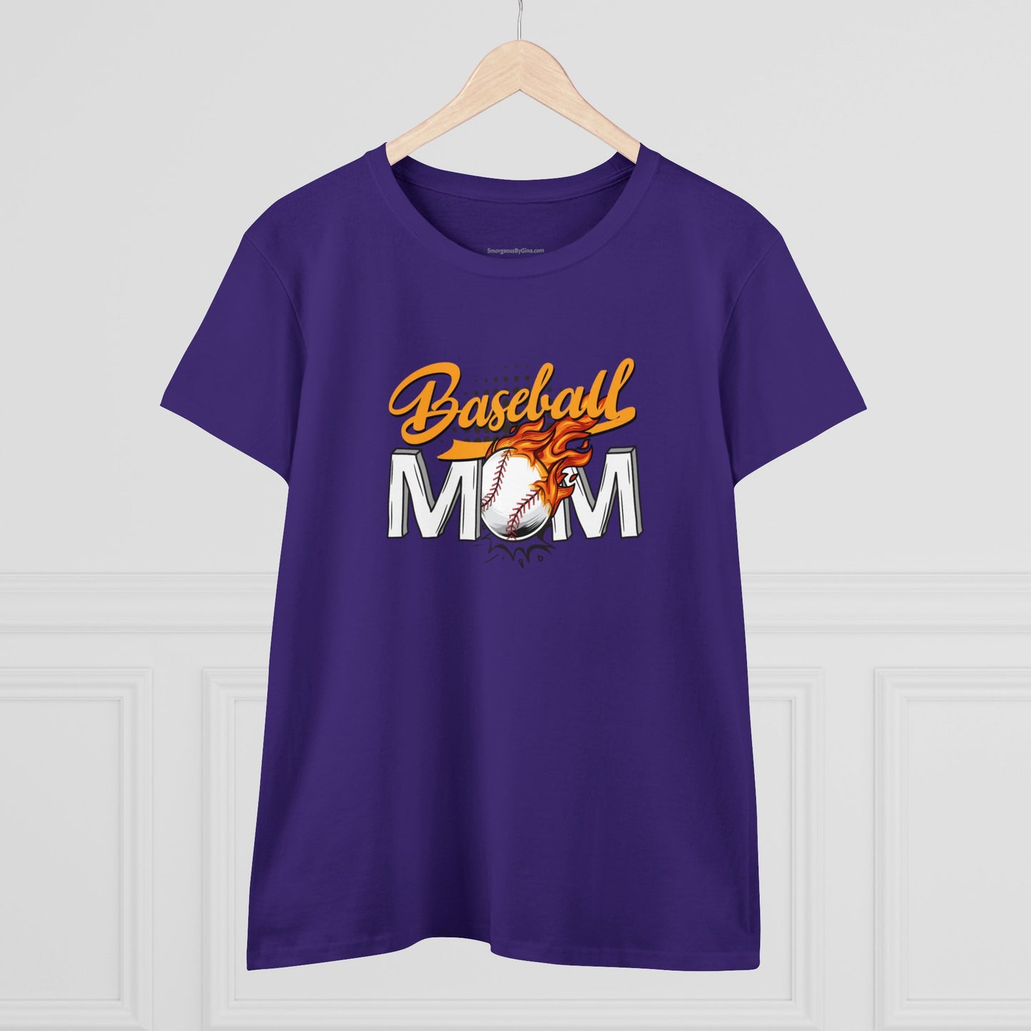 Baseball Mom Shirt, Women's Midweight Cotton Tee - SmorgeousByGina