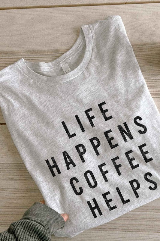 LIFE HAPPENS COFFEE GRAPHIC PLUS SIZE TEE