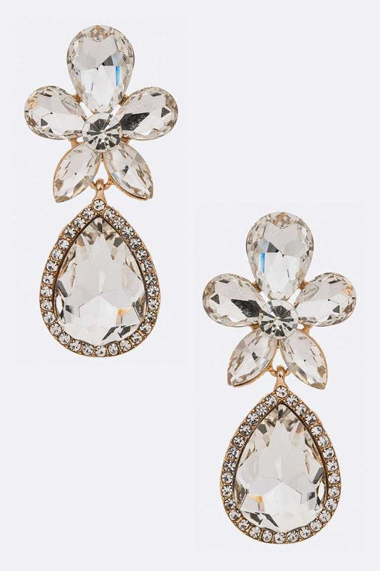 Crystal Flower Chandelier Earrings