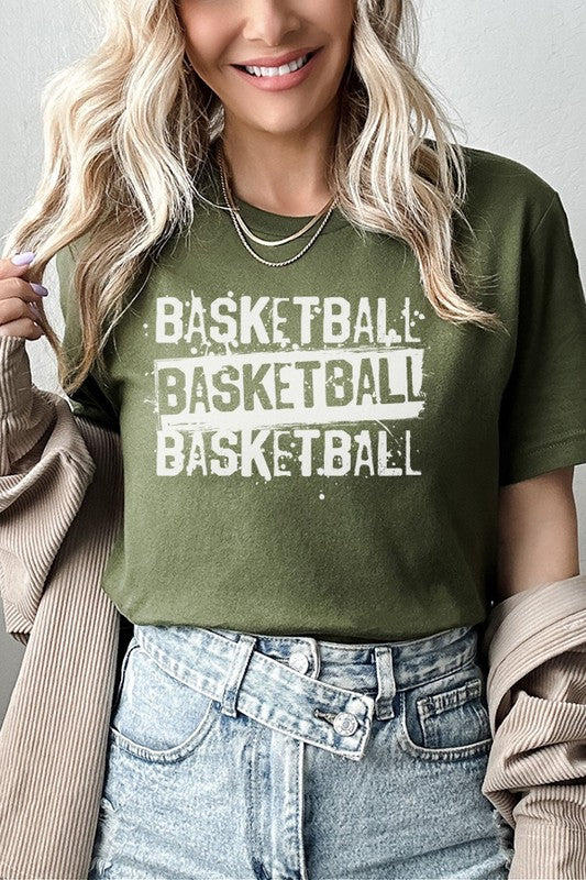Game Day Distressed Basketball Stack Graphic Tee