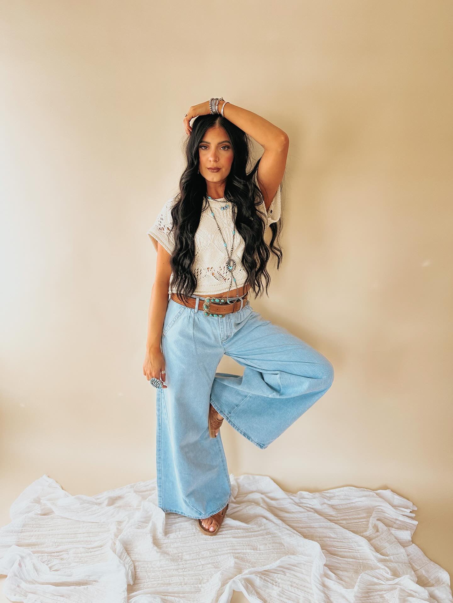 The Cowtown Wide Leg Jeans - large