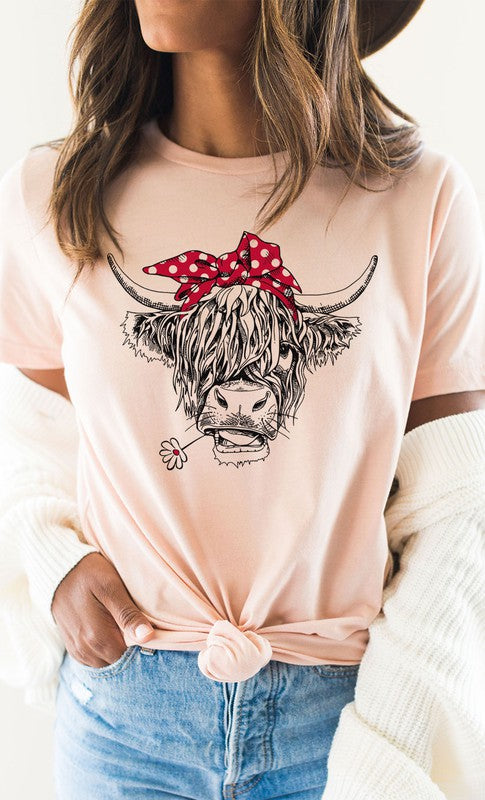 Highland Cow Red Bandana PLUS Graphic Tee