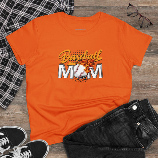 Baseball Mom Shirt, Women's Midweight Cotton Tee - SmorgeousByGina