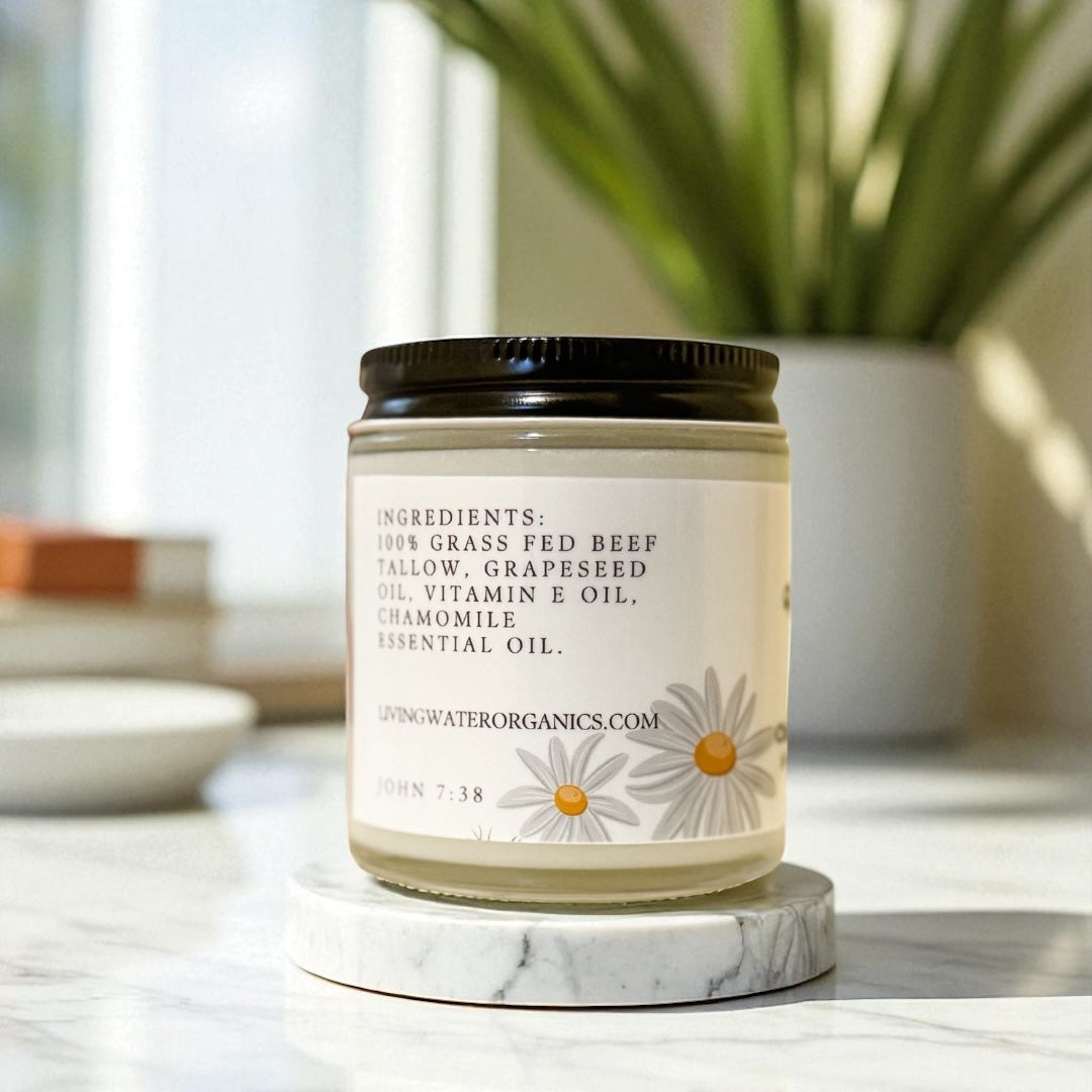 100% Grass Fed Whipped Tallow for Face, Hair, and Skin, Natural Tallow