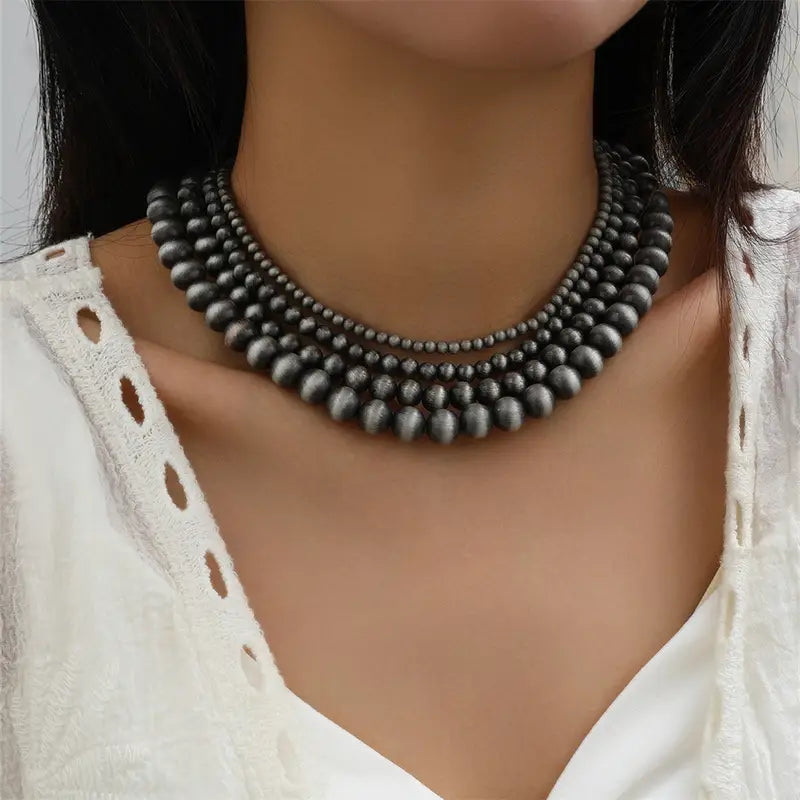 Western/Boho faux fashion pearl necklace
