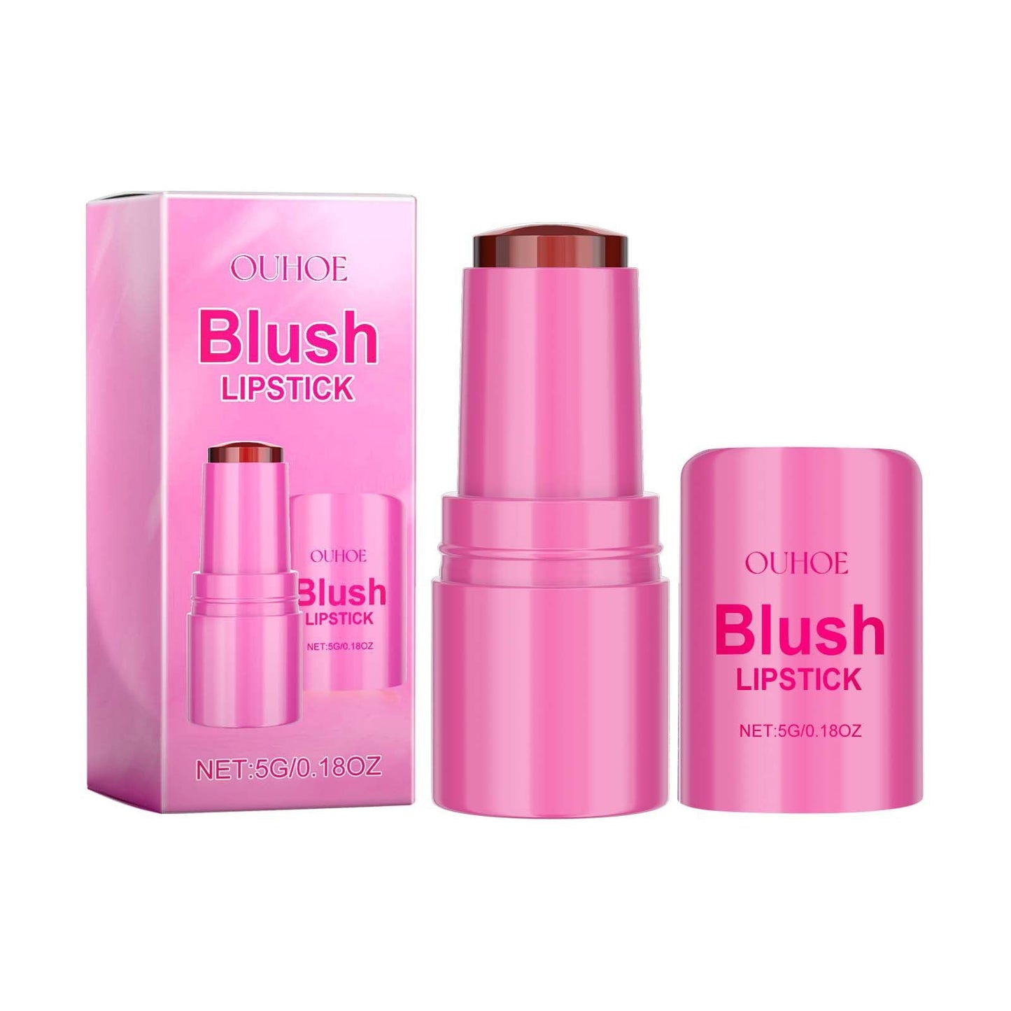 Blush Lipstick, Natural Nude Light Long-Lasting Easy Color Blush Lip Gloss Stick