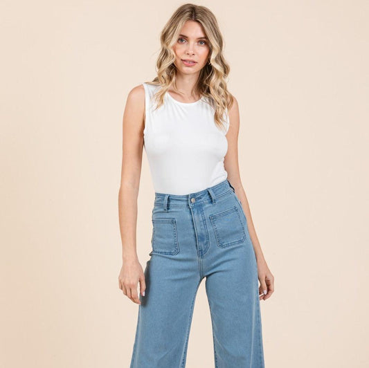 Mittoshop High Waist Wide Leg Jeans