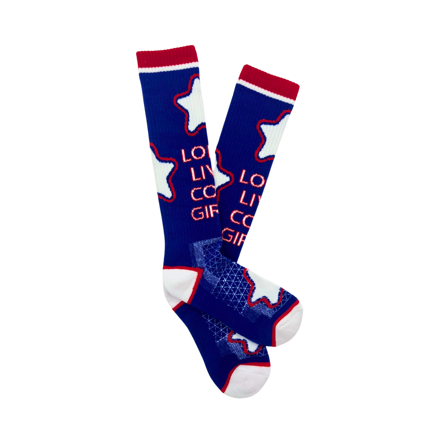 Long Live Cowgirls Red/Blue Performance Boot Socks