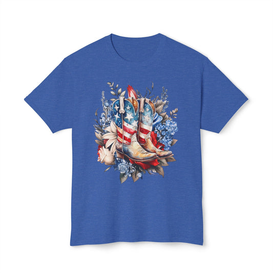 4th of July Cowboy Boots, Western, Cowgirl, HD Cotton™ T-shirt - SmorgeousByGina