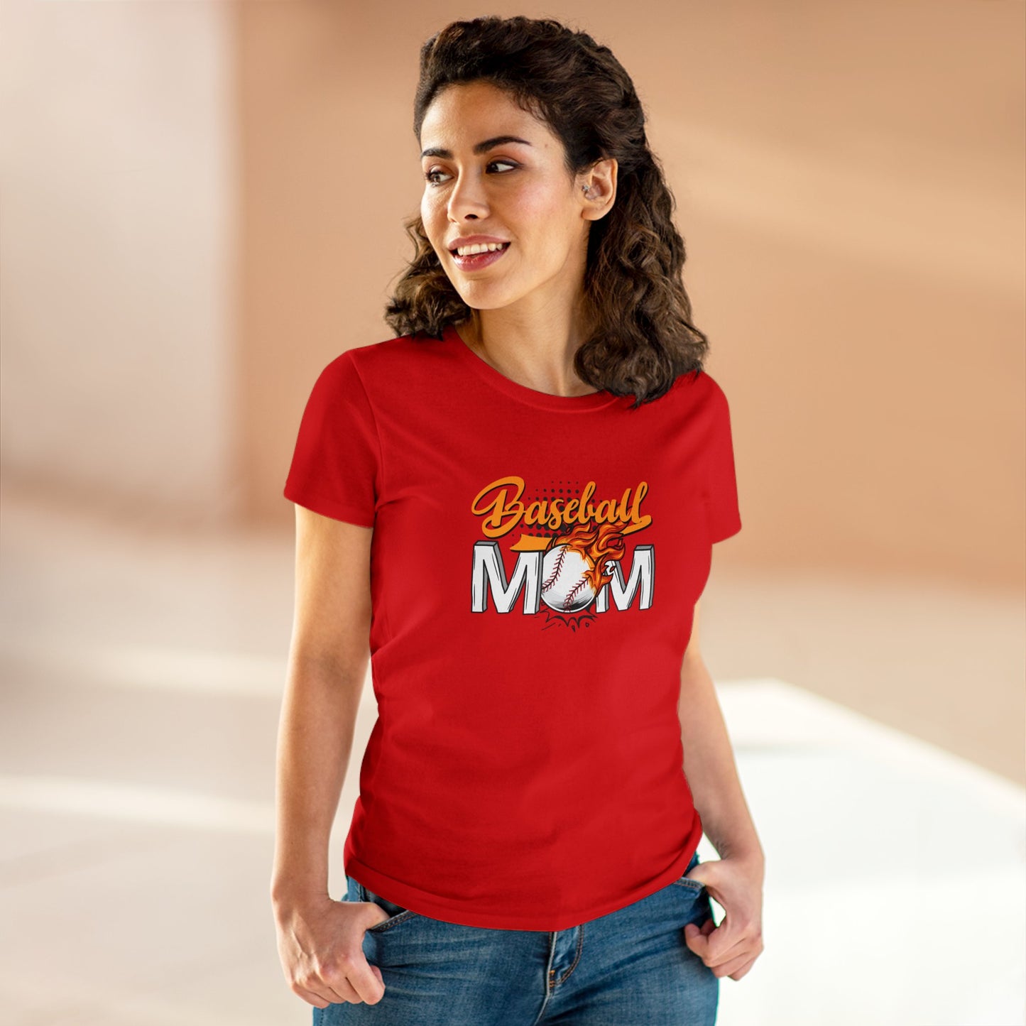 Baseball Mom Shirt, Women's Midweight Cotton Tee - SmorgeousByGina