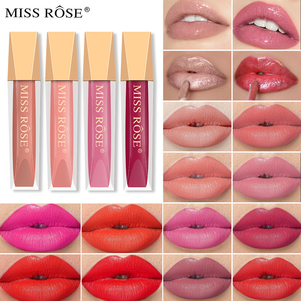 Matte Lip Gloss Liquid Pearlescent Lip Gloss Non Fading Non Stick Cup Velvet Lip Glaze Lipstick
