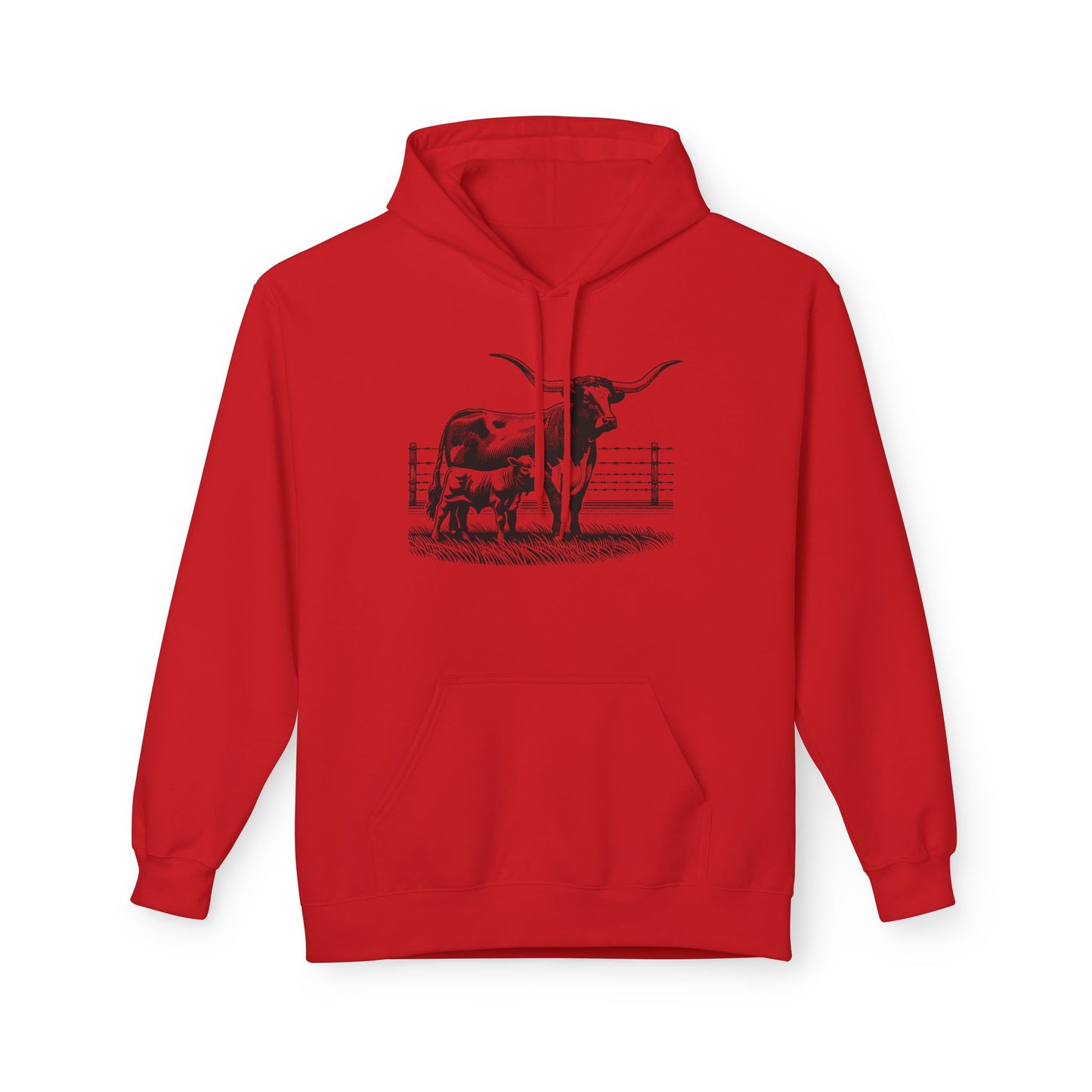 Longhorn Cattle Sketch Hoodie — Western Ranch Farm Animal Sweatshirt