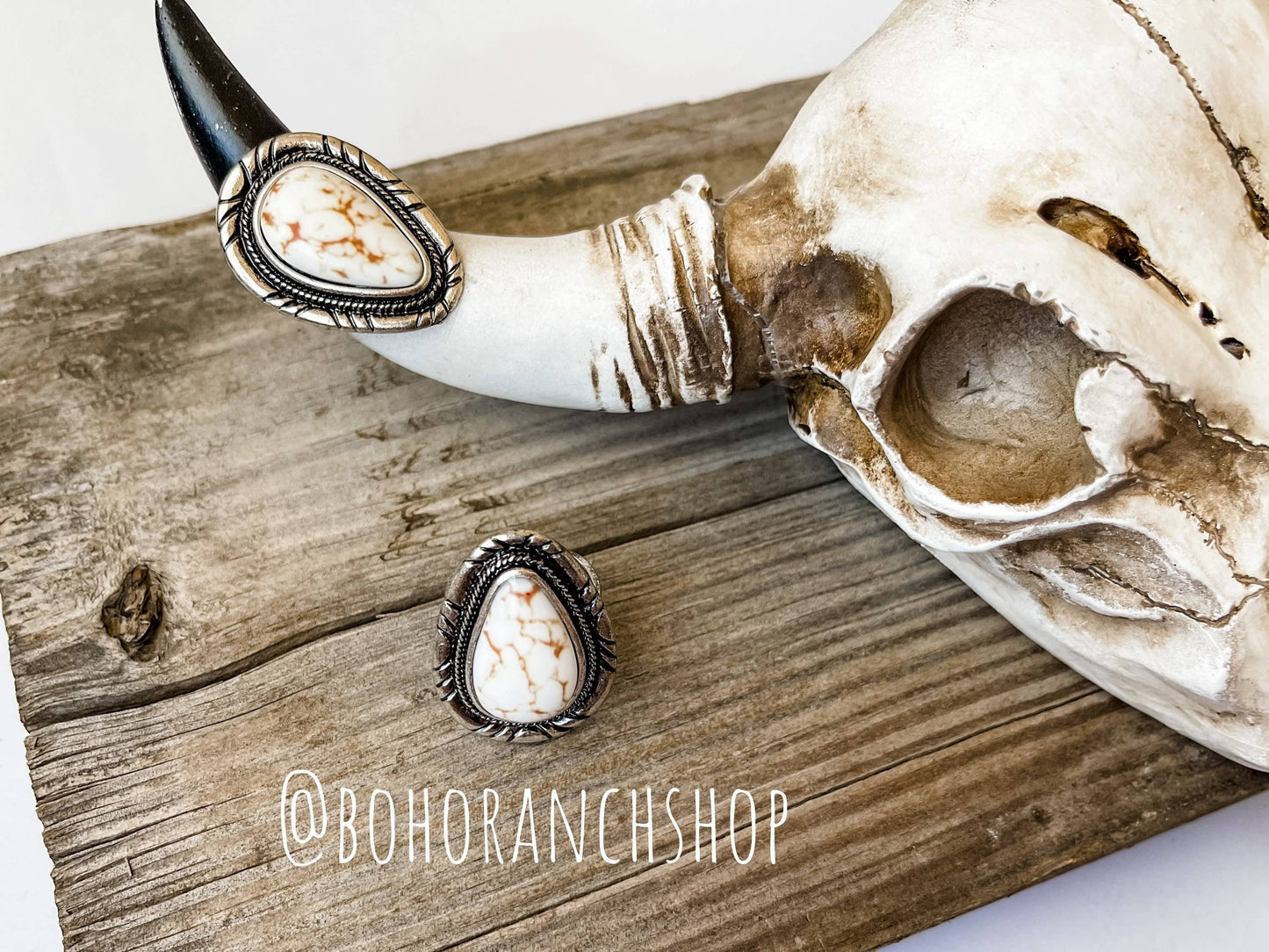 Western Teardrop Stone Cuff Ring