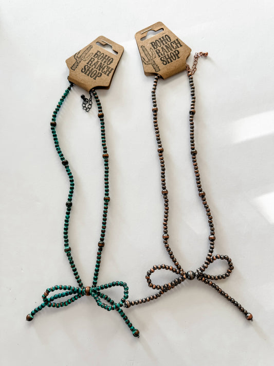 Faux Pearl Bow Coquette Necklace