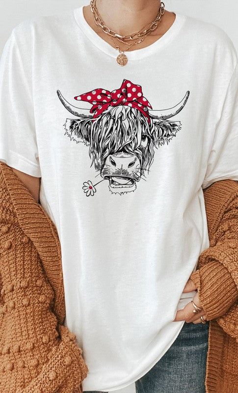 Highland Cow Red Bandana PLUS Graphic Tee
