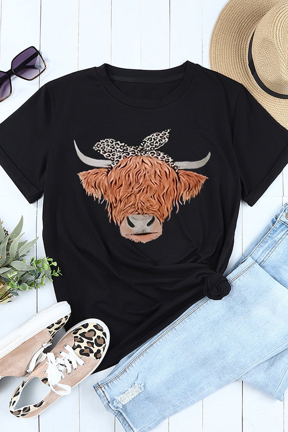 Highland Hazel Cowgirl Shirt Short Sleeve Crewneck Graphic Tee