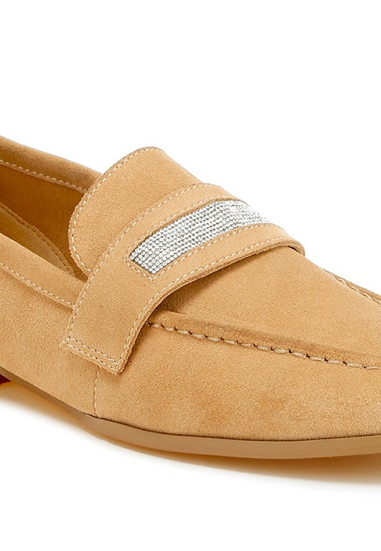 New Ode Rhinestone Penny Strap Loafers