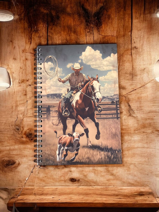 Cowboy Roping Cow - Mini Notebook