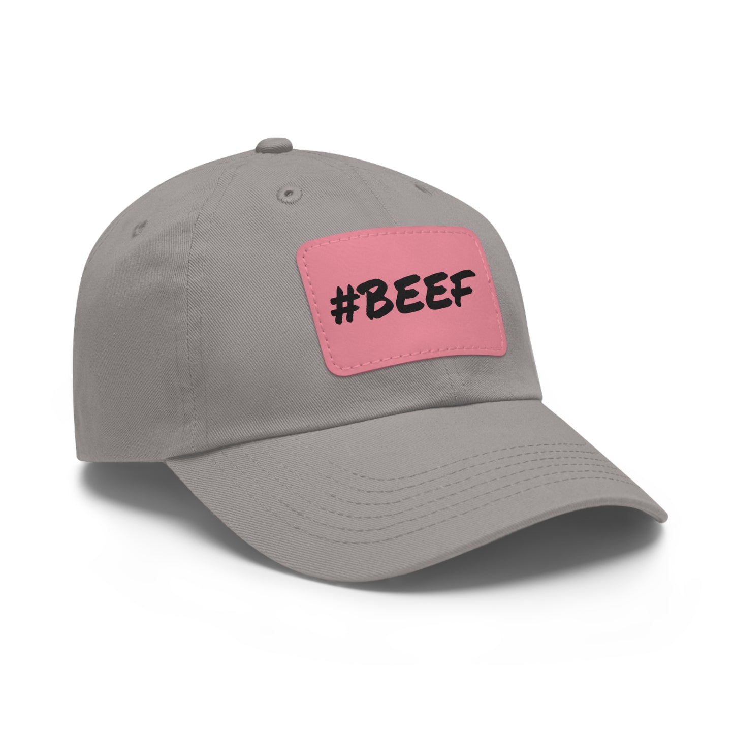 Beef, Eat Beef, Black Beef Hat with Leather Patch (Rectangle) - SmorgeousByGina
