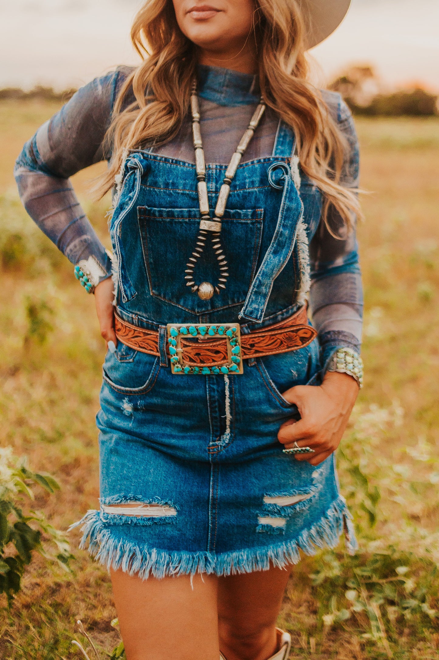 The Denim Mesh Top