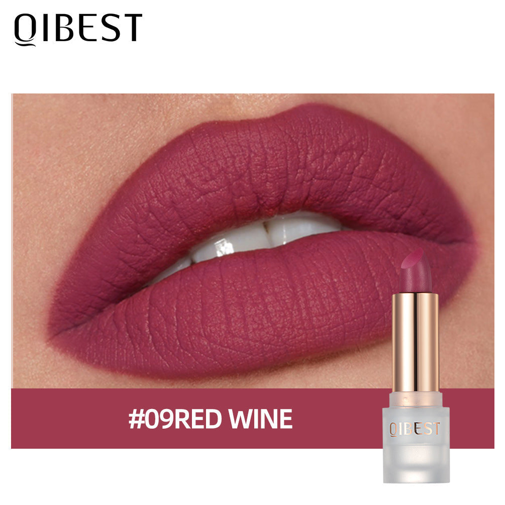 QIBEST Lipstick Velvet Matte Lipstick Not Easy To Fade Easy To Color Matte Lipstick