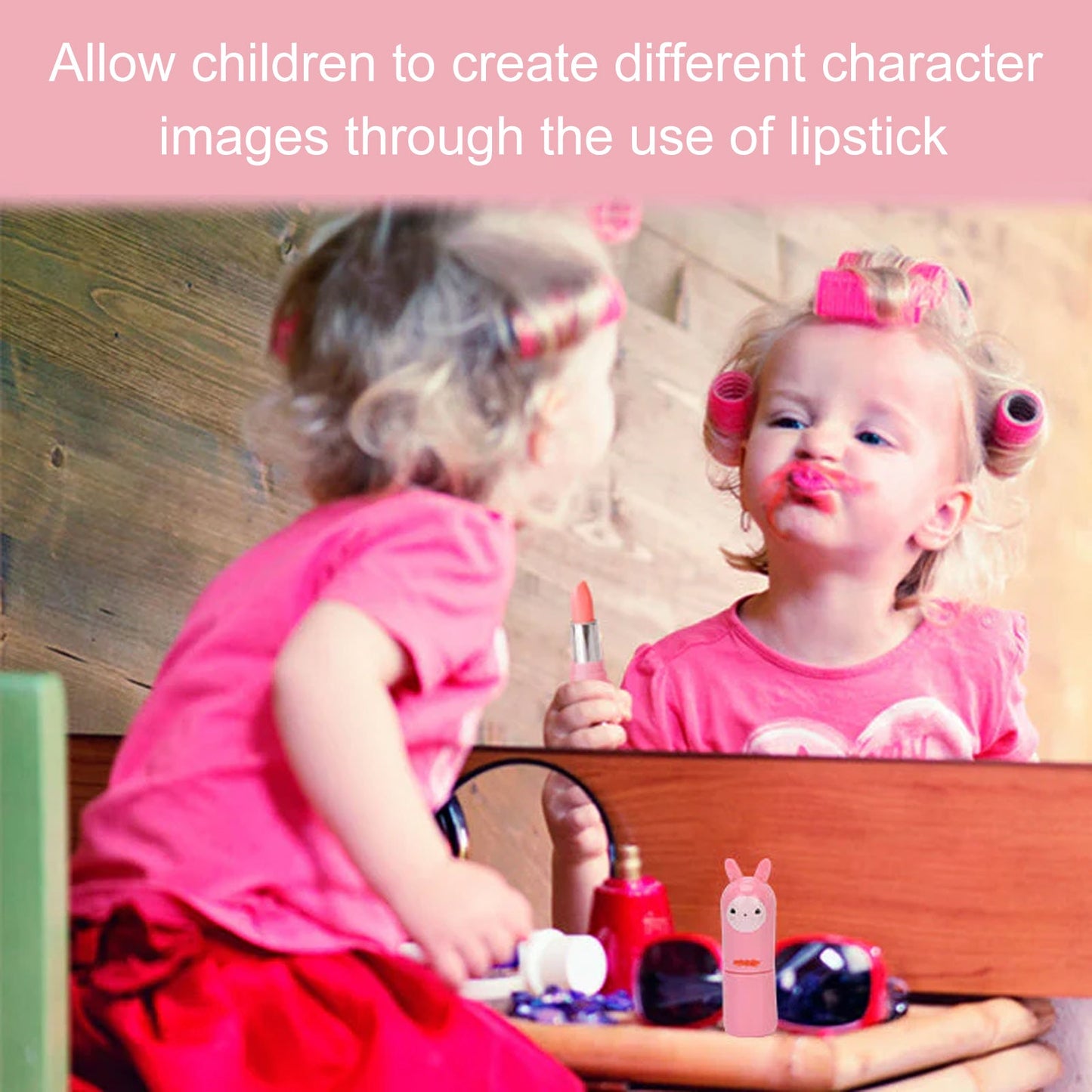 Bunny Lipstick, Easy Clean Lip Gloss Lip Oil Children's Play House Toy Lipstick