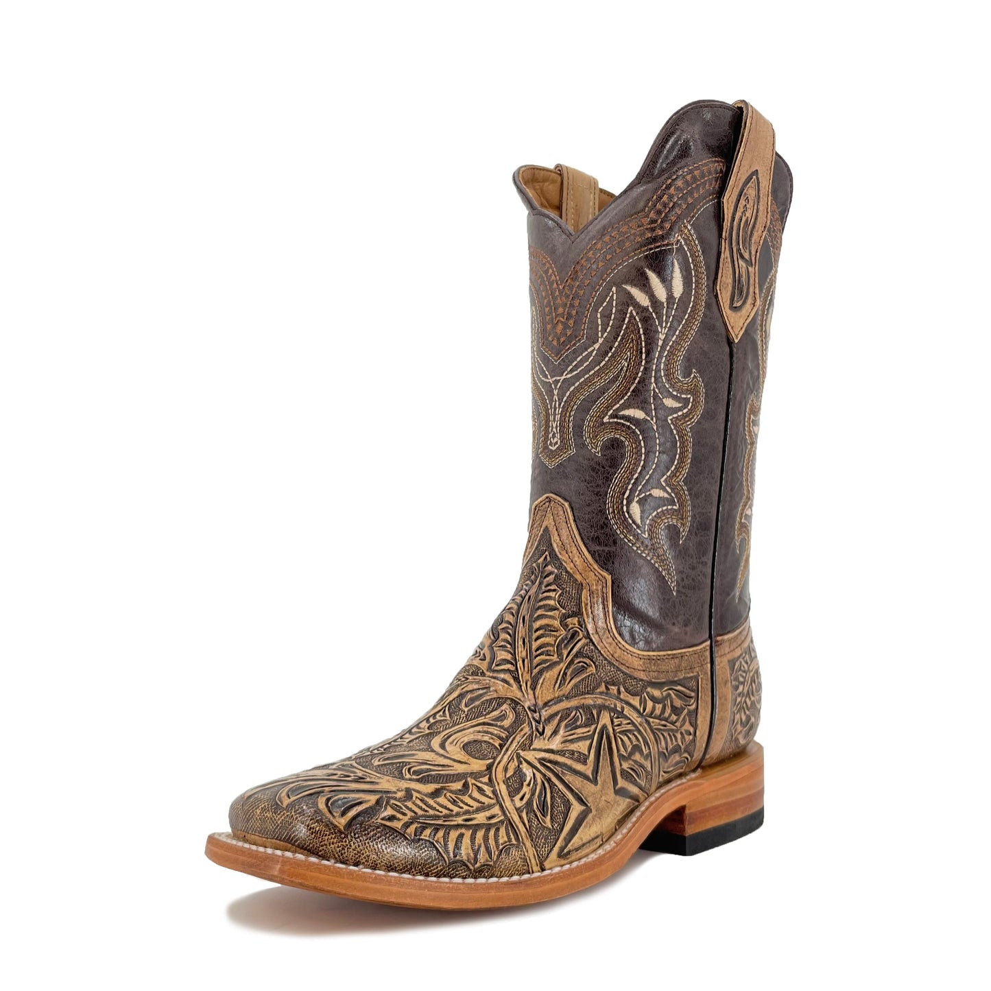 Men Bulldog Hand Tooled Boots - Lone Star Rustic
