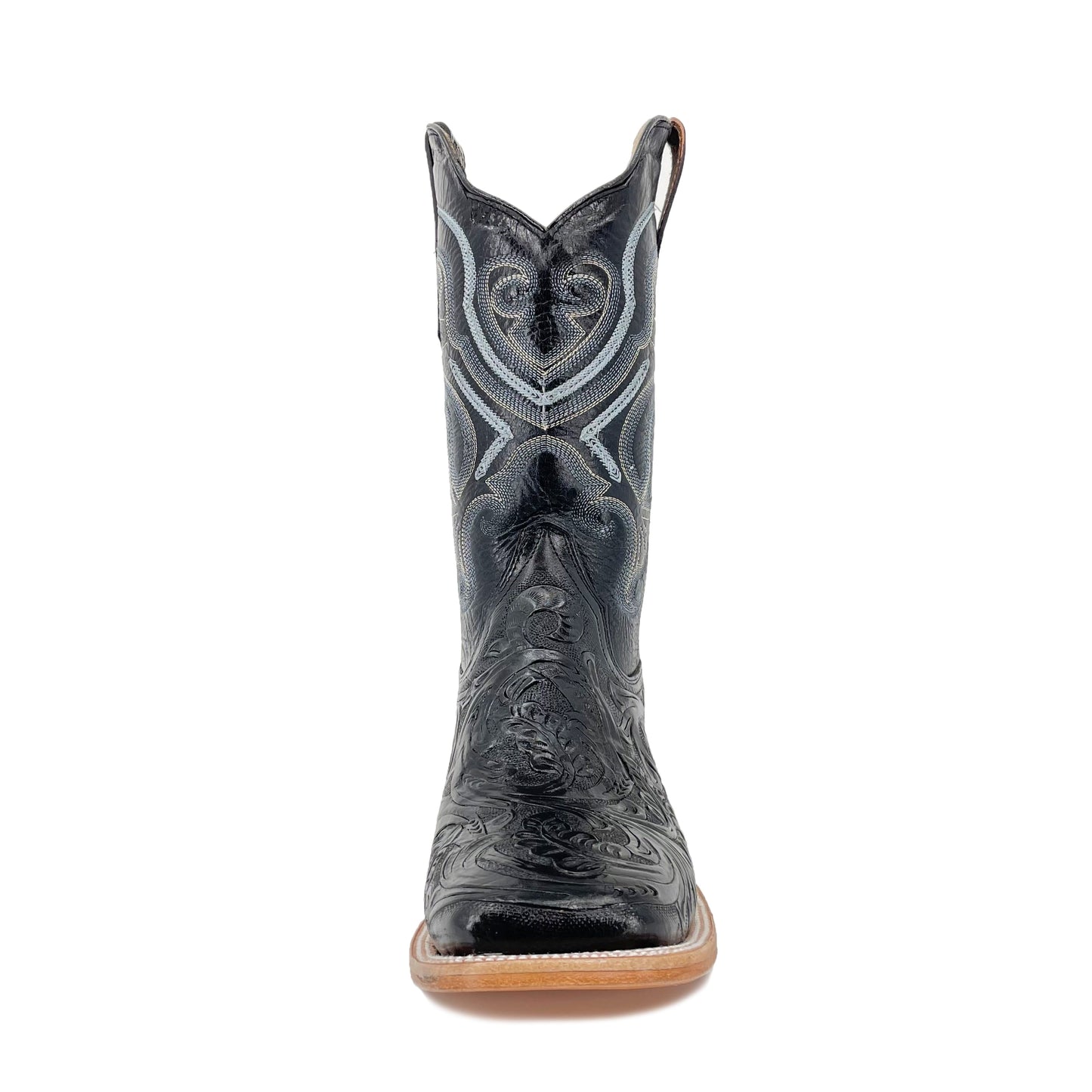 Men Bulldog Hand Tooled Boots - Old Leaf Black