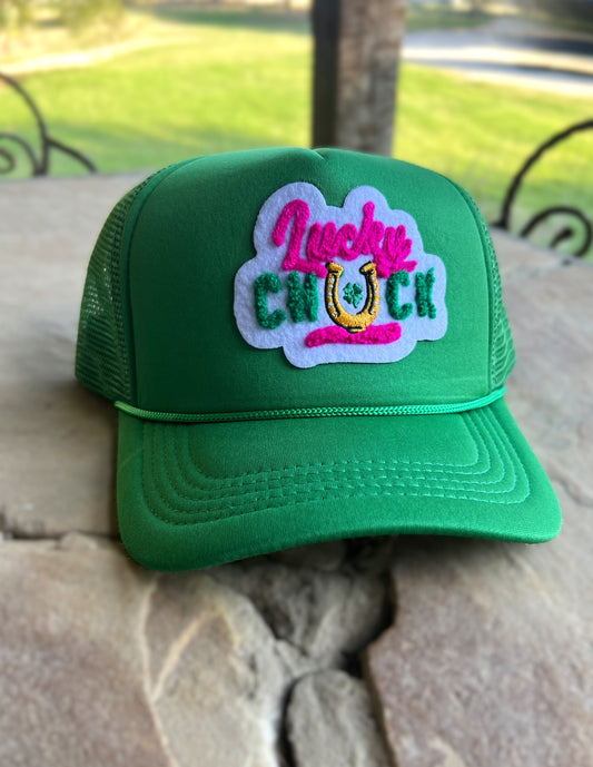 Lucky Mini Logo Green Patch Trucker Hat