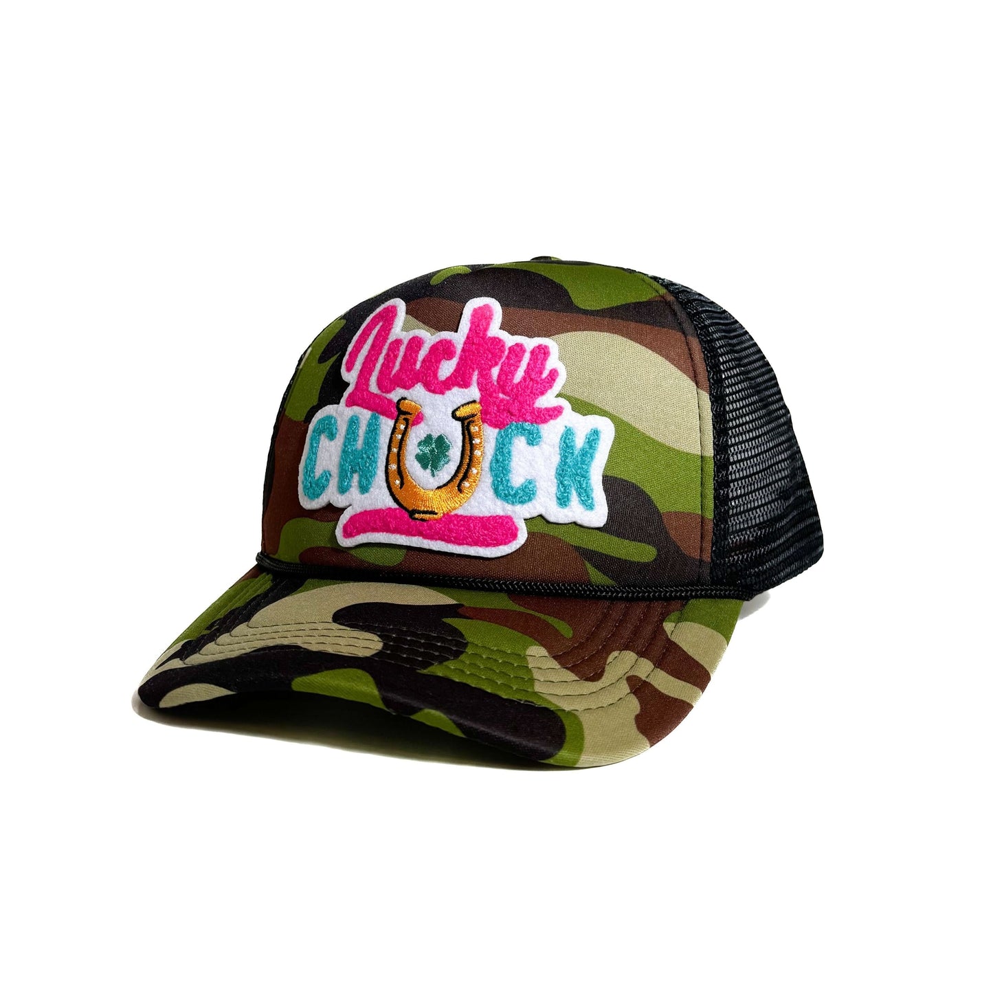 Lucky Chuck Logo Patch Trucker Hat