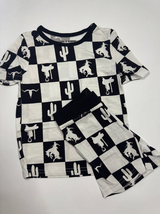 Cowboy Checkers Bamboo Shorts Set